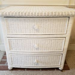 White Wicker Short Dresser

