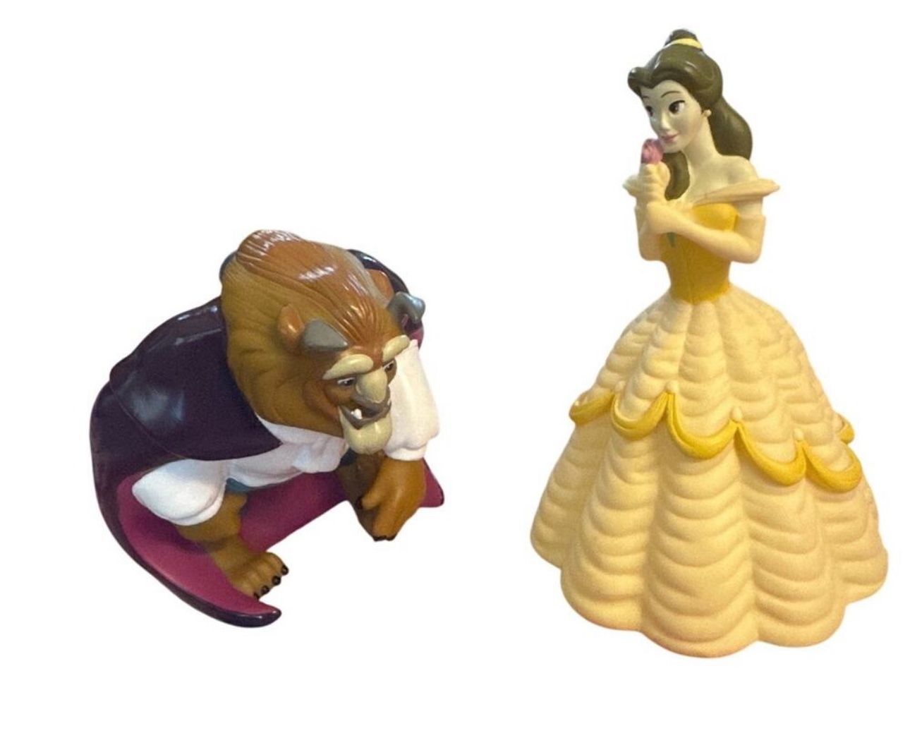 Vintage 1993 Set x2 Disney Beauty and the Beast Belle Plastic Coin Piggy Banks