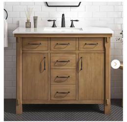 Bellington 42 in. Single Sink Almond Toffee Bath Vanity with White Engineered Stone Top (Assembled)