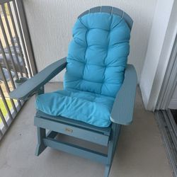 Adirondack Reclining Rocking Chair With Retractable Ottoman and Cushion