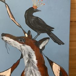 Crow And Fox Original Painting 