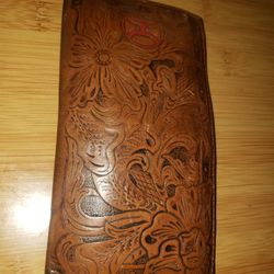 hooey Floral Tooling Red Logo Rodeo Wallet