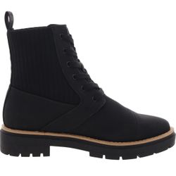 Toms Women's Lonie Size 7 Black Leather Slip On Flats Loafers