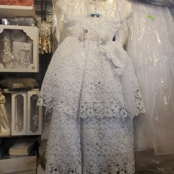 NEW Baptism Ropone Dress 2pcs Size 12-18M w Hat