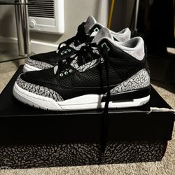 Jordan 3s Black Green Glow 