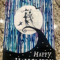 Nightmare Before Christmas Sally &  Jack Skellington Halloween Polyester Garden Flag 12 by 18 Inches