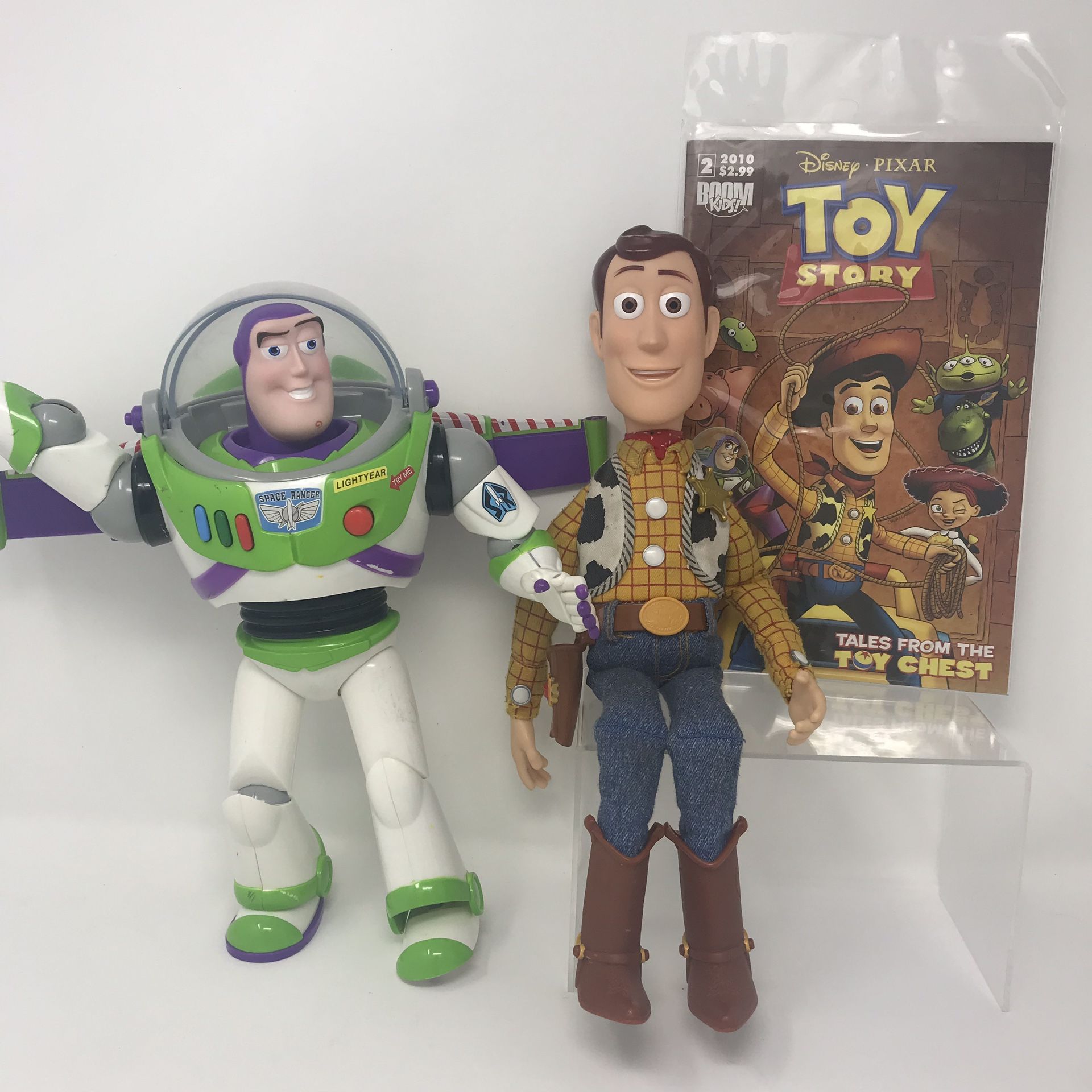 Vintage Disney Toy Story Talking Woody & Buzz Lightyear Action Figure Doll 1995 Bundle
