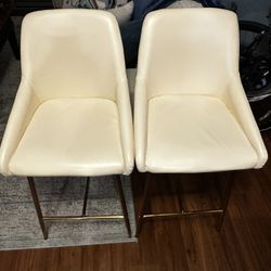 Pair Of Ivory Bar Stool/chairs 