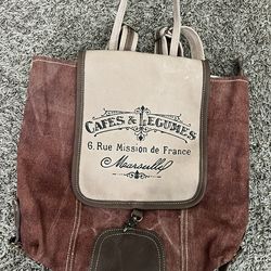 Myra Bag Rustic Brown and Cream Backpack/ Messenger Bag