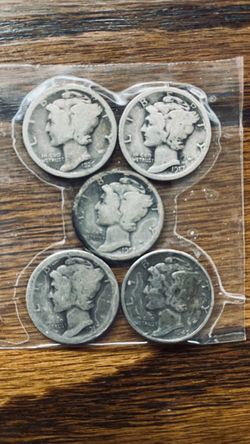 (5) Silver mercury dimes $65.00 CASH, TEXT FOR PRICES.
