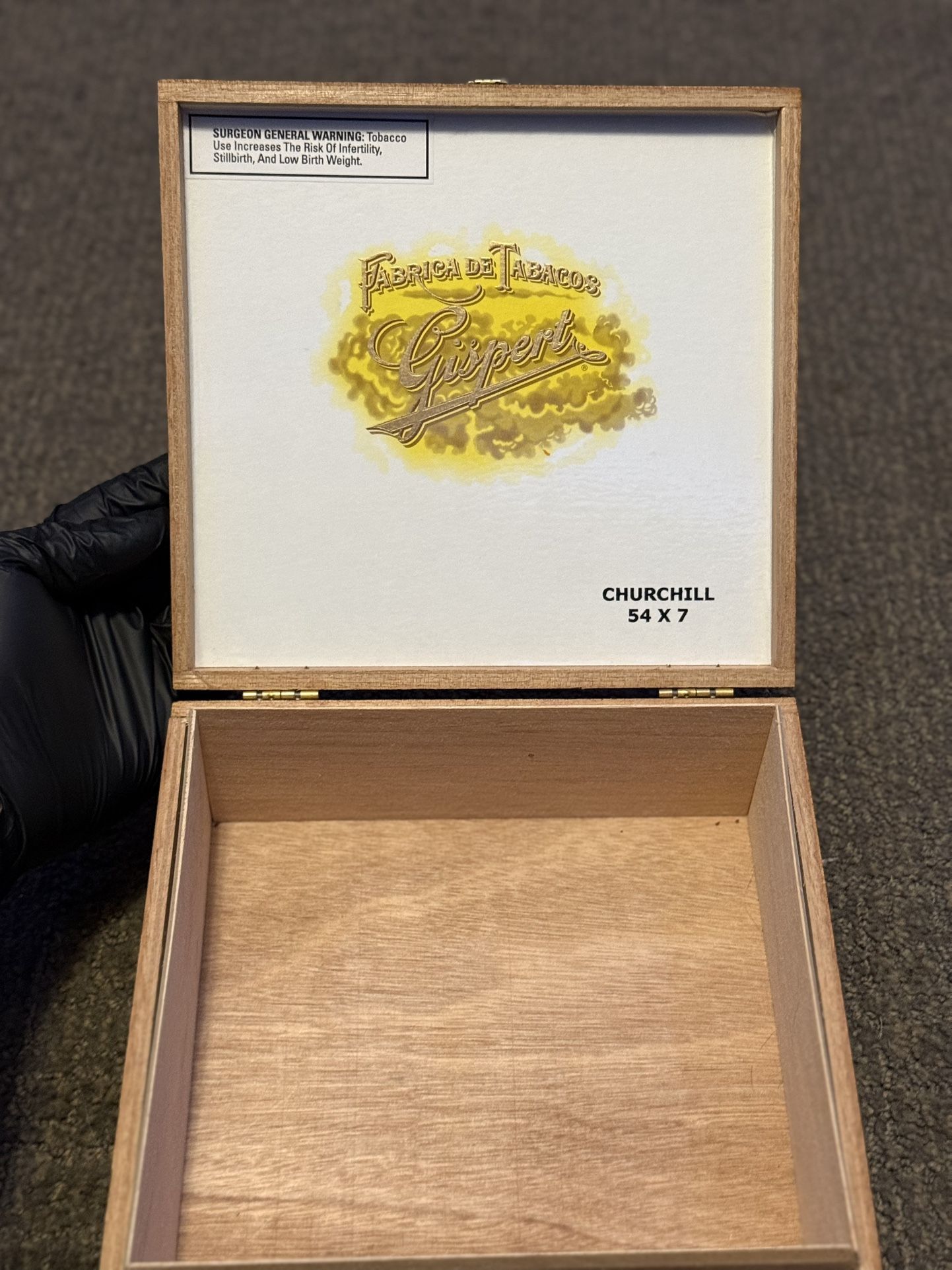 Gispert Churchill Wooden Cigar Box Empty – Solid Wood Humidor Style Box