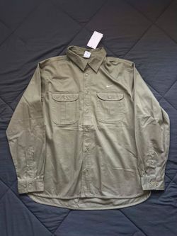Nike Sb Olive Green Long Sleeve Button Up size xl