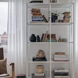 IKEA VITTSJÖ White Metal Glass Shelf Unit Bookcase Display Book Shelves
