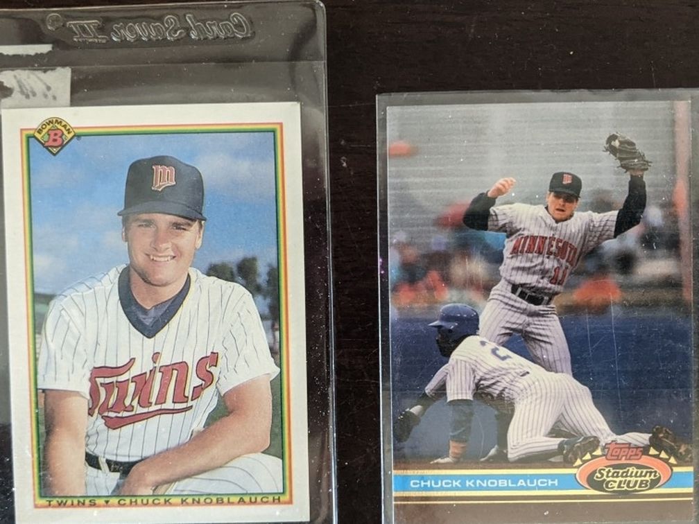 Chuck Knoblauch-Minnesota Twins-(2 Cards)90 Bowman-91Stadium Club
