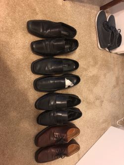 4 pairs of leather dress shoes (Kenneth Cole, 2 Eccos, and Rush) size 11