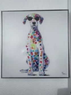 Cuadro de perro multicolor dálmata