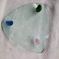 Vintage Glass Fruit Bowl With Multi Colored Acrylic Feet