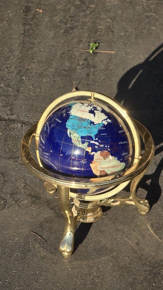 Globe of The World, Jeweled, Brass Fittings & Compass