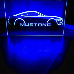 MUSTANG LED NEON BLUE LIGHT SIGN 8x12