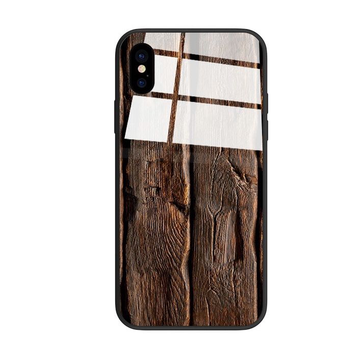 iPhone X, XS Tempered Glass Wood Print Case