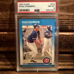 1987 Fleer Ryne Sandberg PSA 8 CUBs Baseball Card