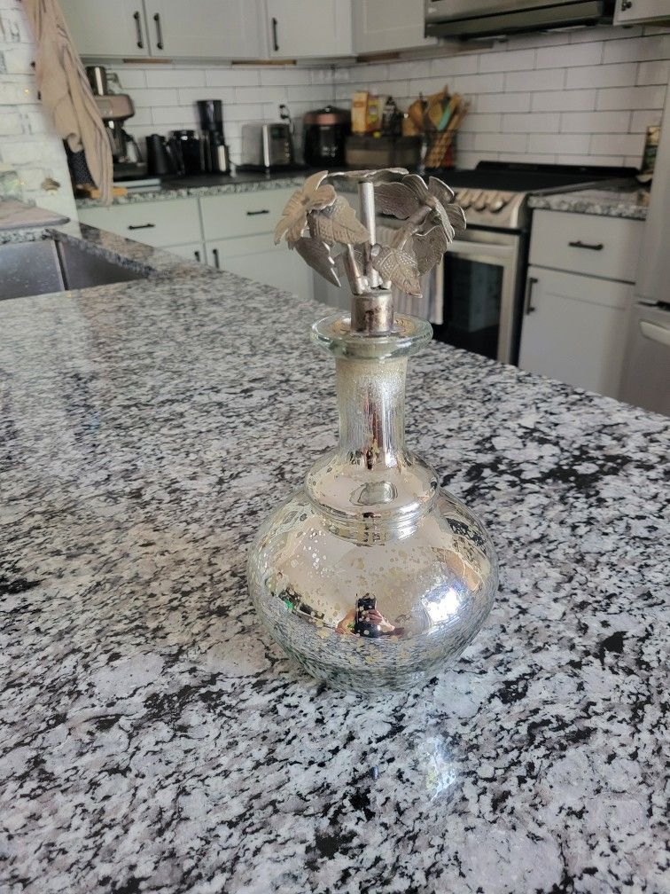 Vintage Silver Overlay Glass Vase