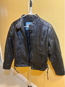 Vintage 90s Leather Motorcycle Jacket Biker Bomber Black Coat Women’s