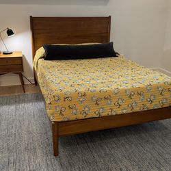 MCM West Elm Full-sized Bed With Nightstand and Leesa Mattress