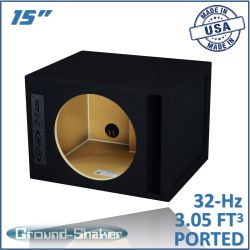 black 15" single slot-ported sub box