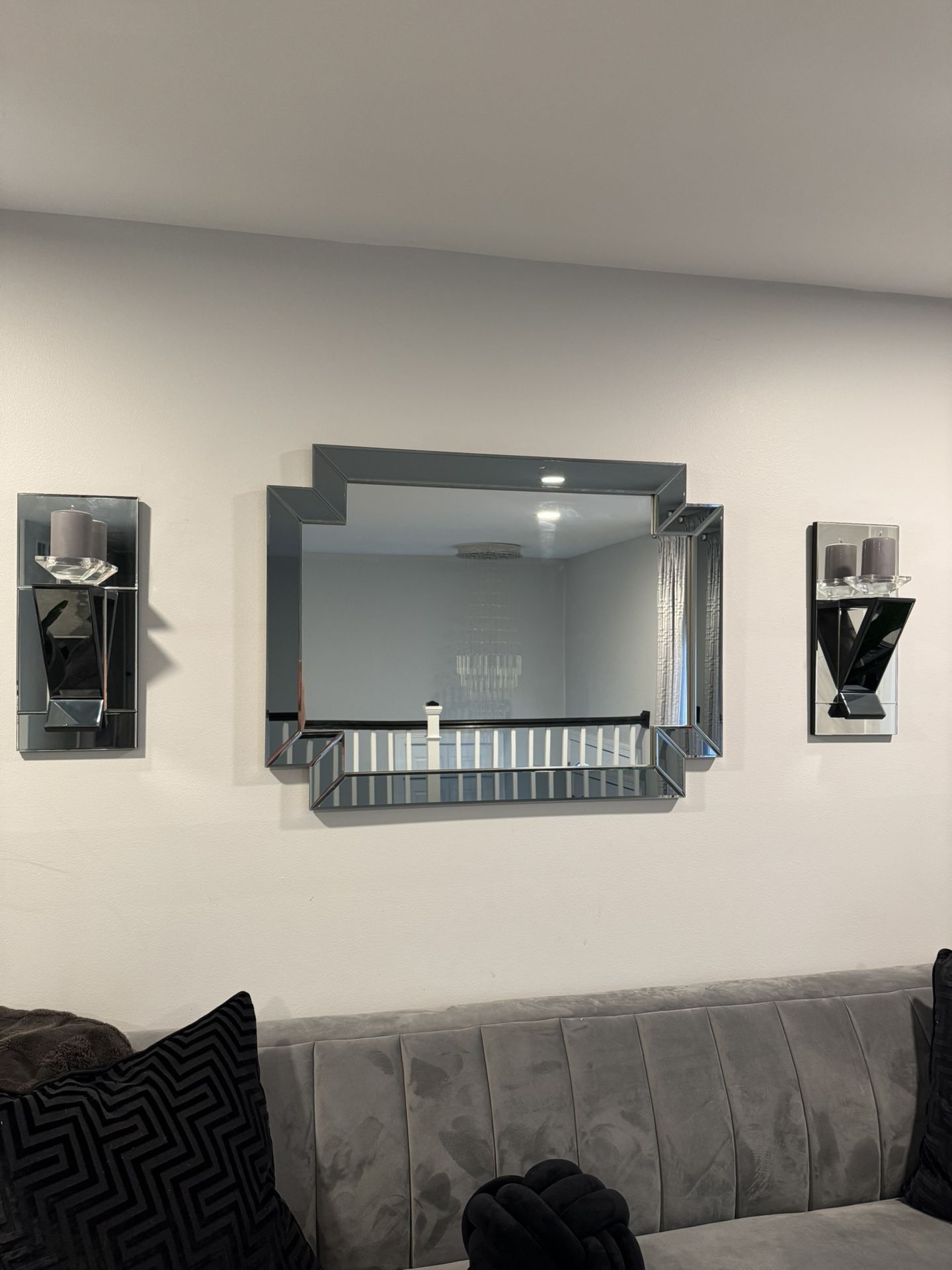Mirror and 2 Z Gallerie Mirror Wall Sconces 