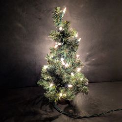 Christmas Tree Miniature Green Holiday Tree Electrical Lights 16 x 9 Inches