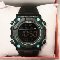 Izod Black and Blue Smartwatch with Digital Display