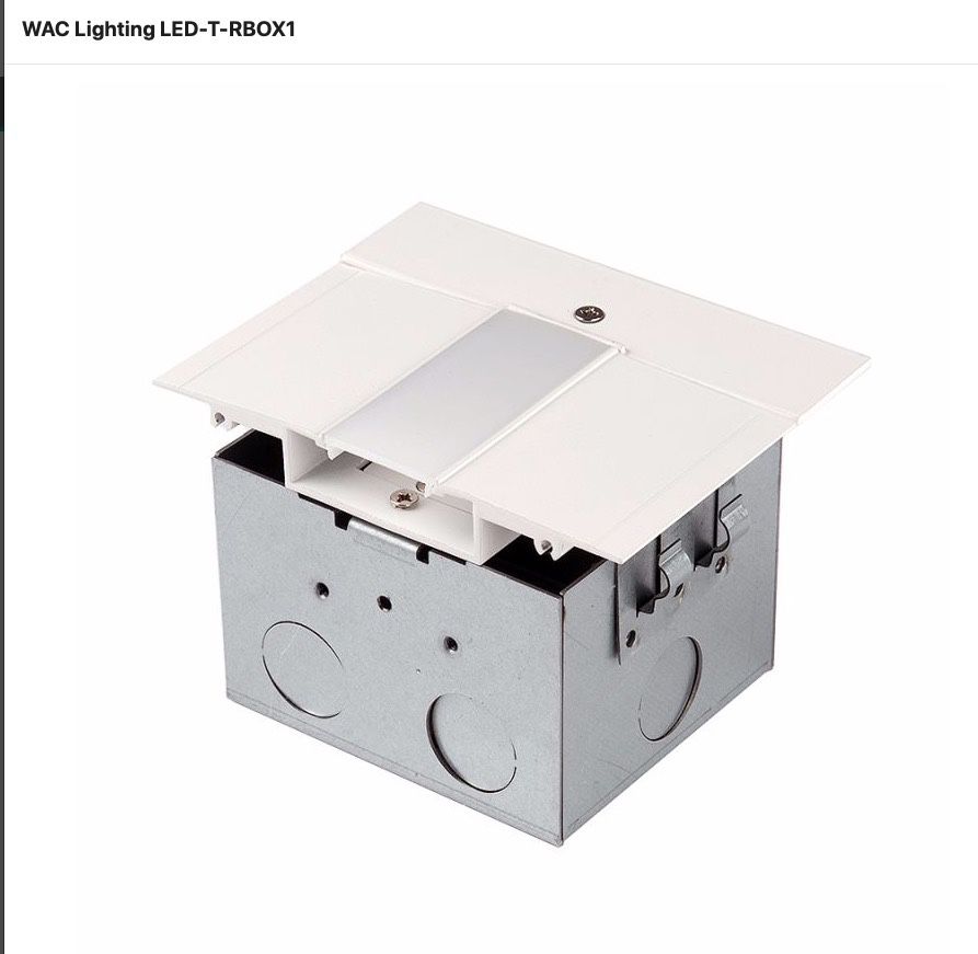 NEW WAC Lighting LED-T-RBOX1-WT InvisiLED Power Feed for Symmetrical Recessed Channel with Junction Box, White