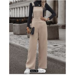 Solid Overall Jumpsuit Without Tee