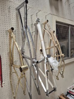 Old School Vintage Low Rider Mini Cruiser Frame Amd Wheel Set Polished Gold
