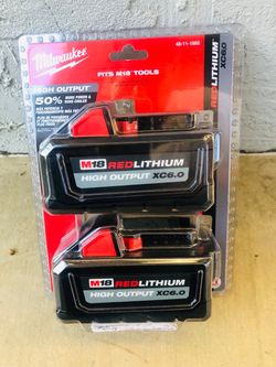 Milwaukee M18 18-Volt Lithium-Ion High Output 6.0Ah Battery Pack (2-Pack)
