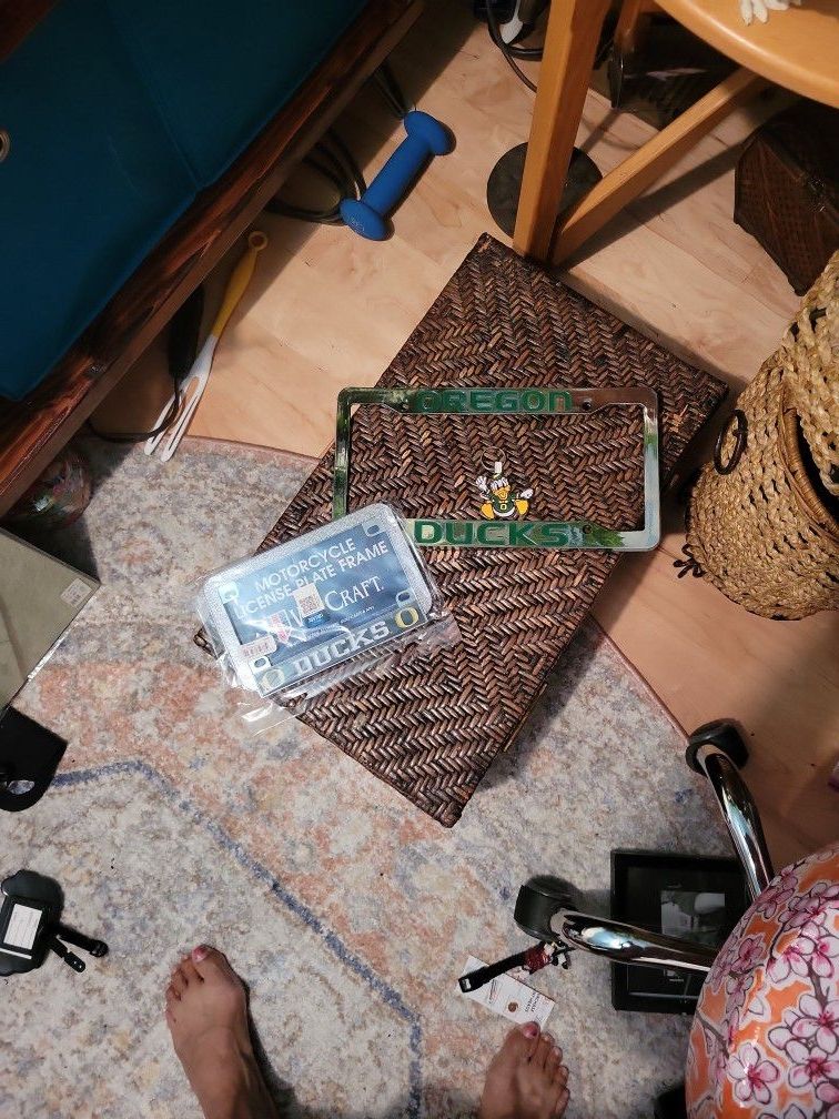 Oregon Duck License Plate Holder, Motor Cycle License Plate And Key Ring