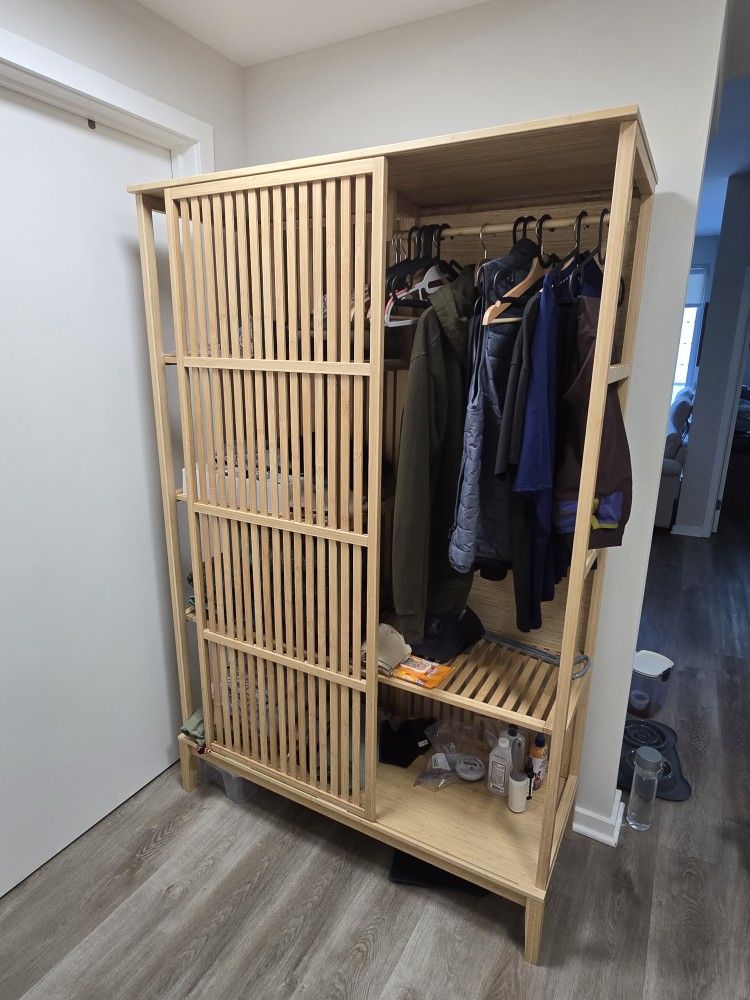 NORDKISA
Open wardrobe with sliding door, bamboo.