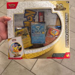【new in box】Pokémon TCG: 30th Celebration Poster Collection (3 Promo Cards, 1 Poster & 3 Boosters)