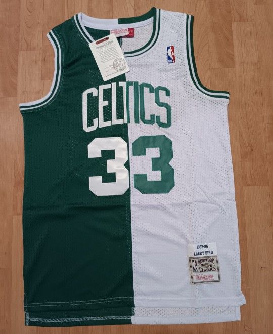 Larry Bird Boston Celtics Green White Split Jersey