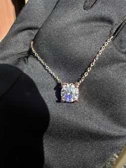 New Moissanite 10H10A Pendant Necklace 2CT,18K Rose Gold Plated Sterling Silver