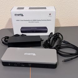 Brand New Plugable 12-in-1 Dual 4K USB C Docking Station, Works With Chromebook Certified, Driverless 60W Charging Dock, Compatible with ChromeOS and 