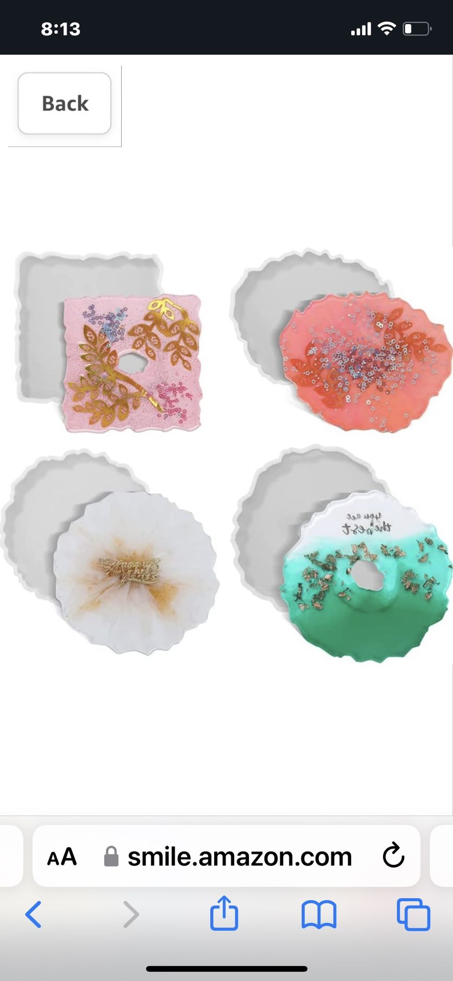 4Pcs Coasters Silicone Molds for Epoxy Resin Casting Kits (4Pcs) DIY Arts and Crafts for Home