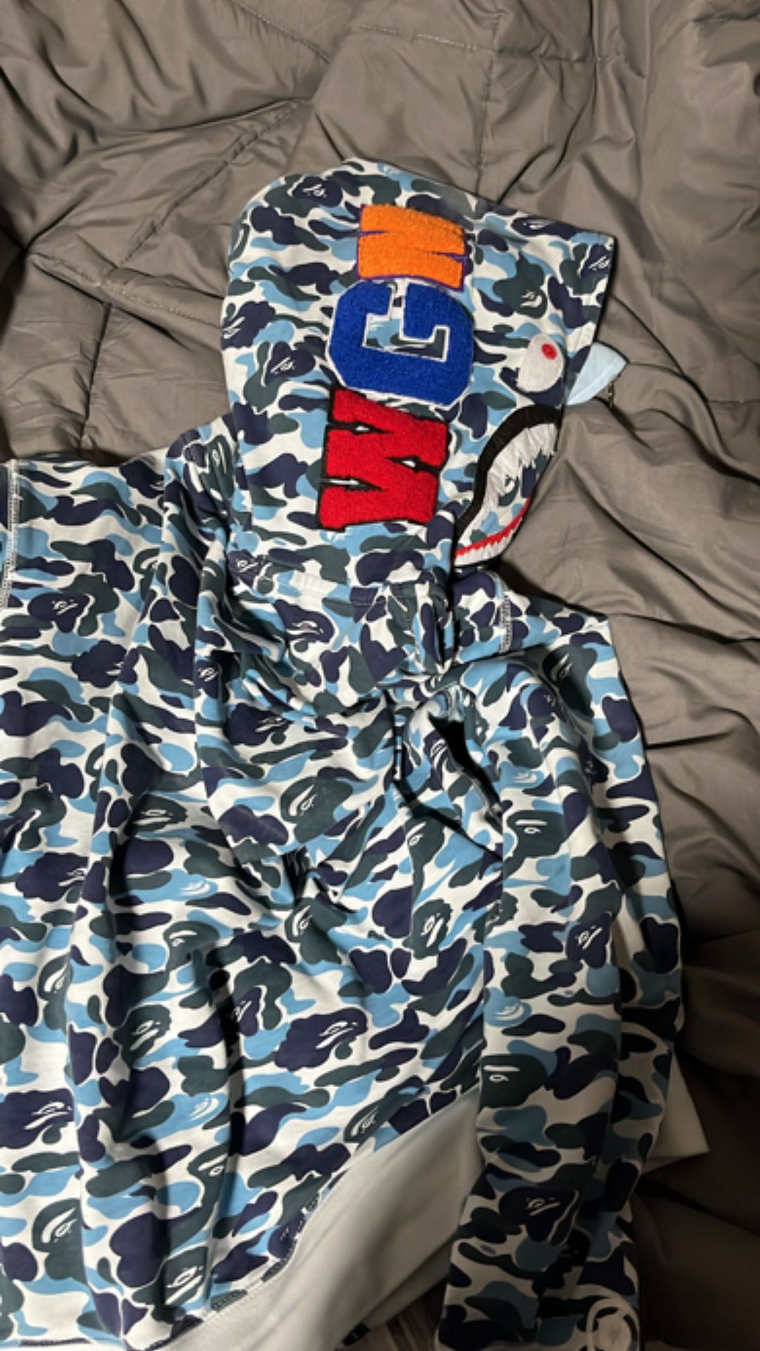 Double hood light blue bape hoodie