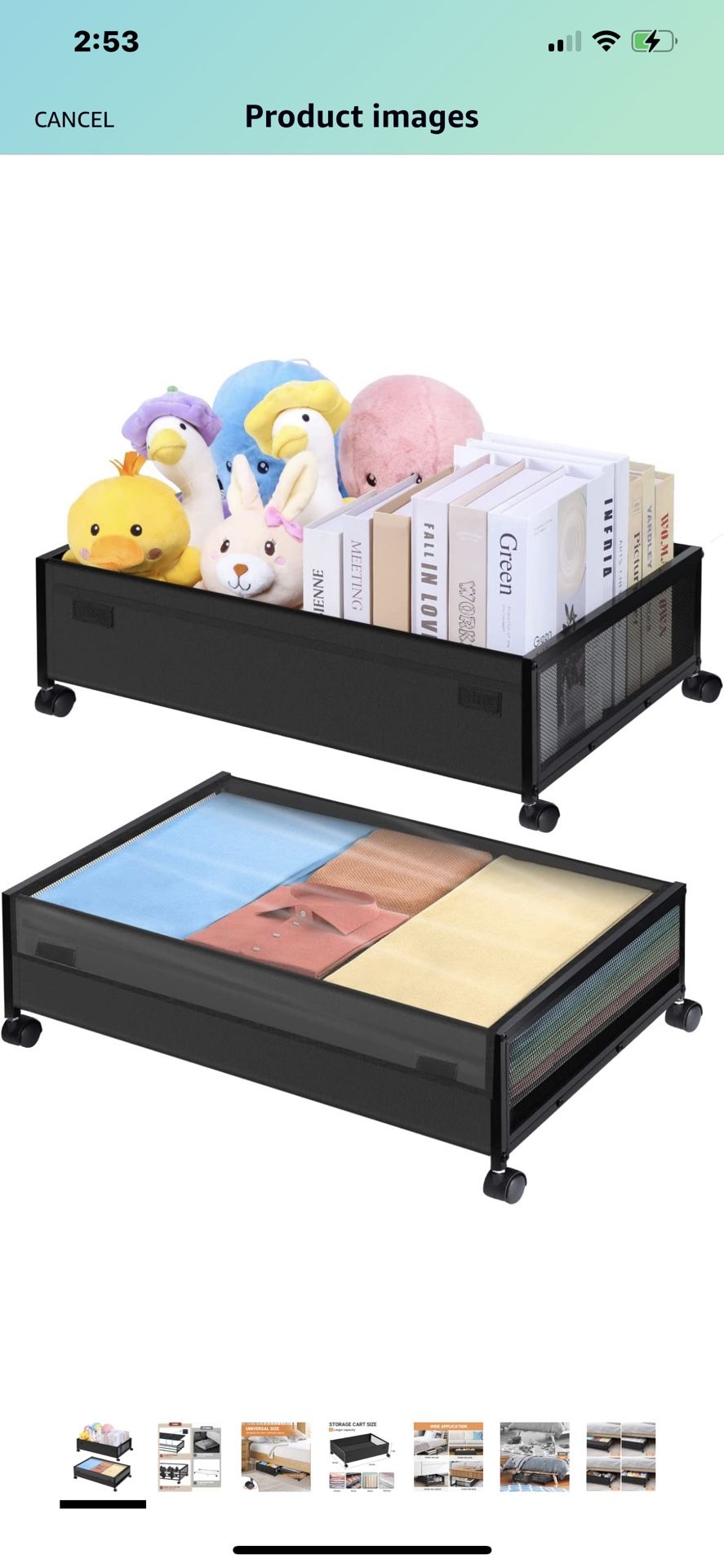 2 pack Under Bed Storage with Wheels, Under Bed Shoe Storage Containers, Upgraded Bedroom Rolling Drawers Shoe Organizer, Underbed Large Storage Cart 