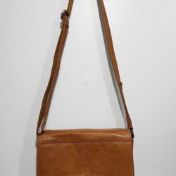 Spikes & Sparrow Brown Grained Leather Crossbody Flap Messenger Bag