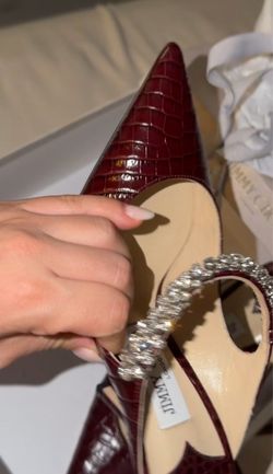 Jimmy Choo Burgundy Croc Embossed Heels