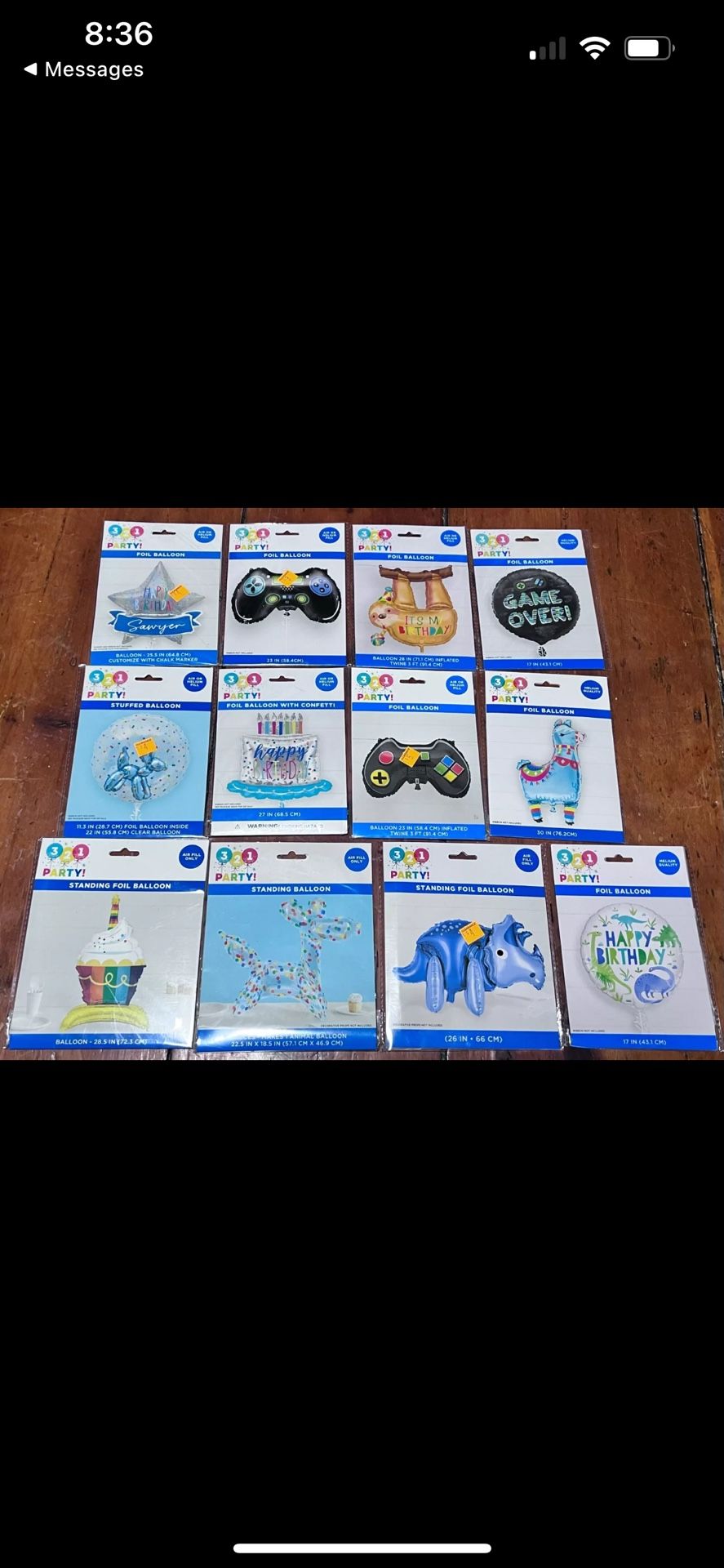 Assorted Lot of Foil Balloons (Boys, Birthday, Special Occasion)- 12 Balloon Lot