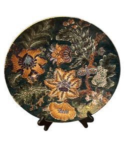 Floral decorative plate and holder