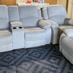 Gray Recliner Sofa Set